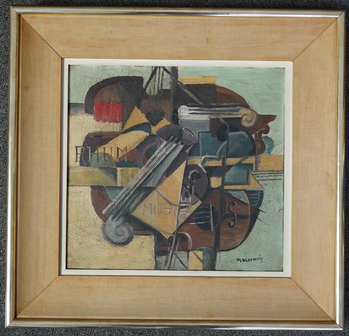 Louis Marcoussis (Polish, 1883-1941), 'Rhum & Musique', oil on canvas, 30 x 31.5cm